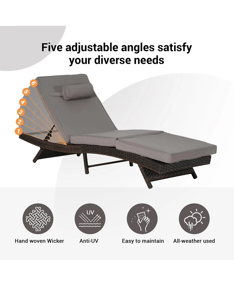 Streamdale Outdoor Wicker Reclining Lounge Chairs (Set of 2) - Beach, Pool, Garden