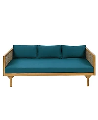 Streamdale Acacia Wood Outdoor Daybed with Rattan Armrests