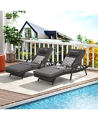 Streamdale Outdoor Wicker Reclining Lounge Chair Set, Cushioned, 150° Recline
