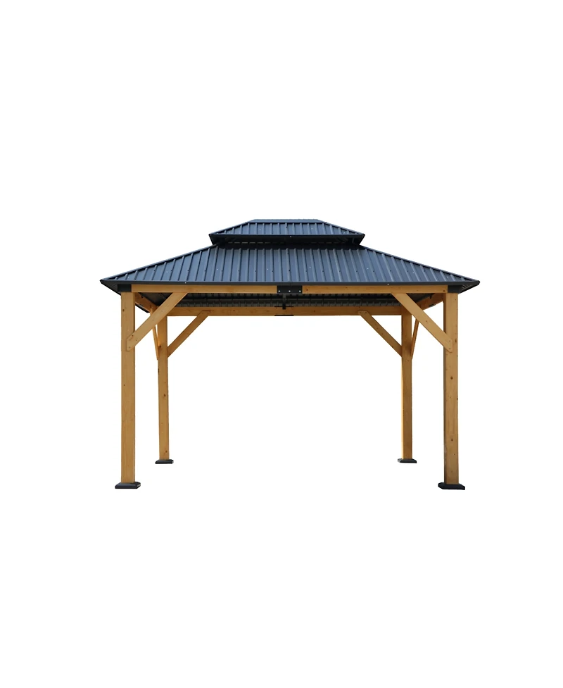 Streamdale Fir wood gazebo, steel roof, netting, outdoor patio
