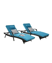 Streamdale Outdoor Wicker Reclining Lounge Chair Set, Cushioned, 150° Recline