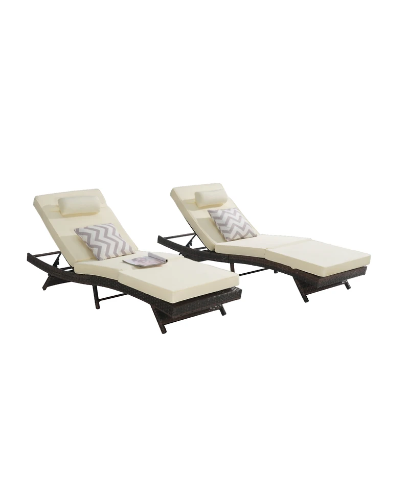 Streamdale Outdoor Wicker Reclining Lounge Chairs (Set of 2) - Beach, Pool, Garden