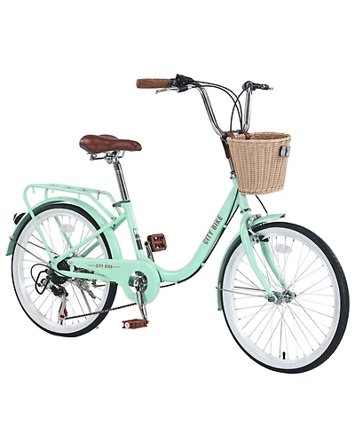 Streamdale 7 Speed City Bike With Basket, Steel Frame,Multiple Colors 22 Inch Girls Bicycle
