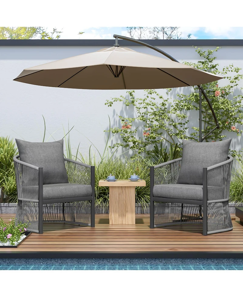 Streamdale (Set of 2) Modern Gray Curved Aluminum Lounge Chair