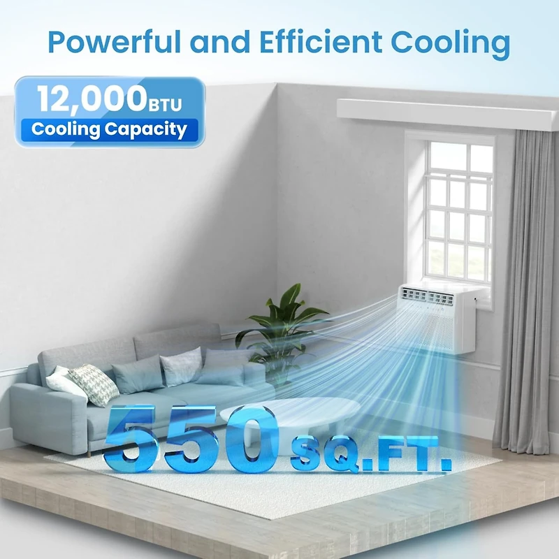 Cowsar 12000 Btu U-Shaped Window Air Conditioner Cools up to 450 Sq.Ft with 6 Modes 24H Timer, Window Ac Units, Easy to Install, Low Noise, Remote Con