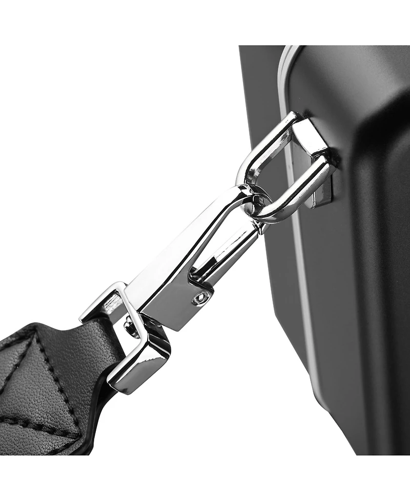 Byootique Mini Suitcase Crossbody Bag Portable Hard Shell Aluminum Cosmetic Makeup Case with Adjustable Strap Travel Handbag for Artist,Red