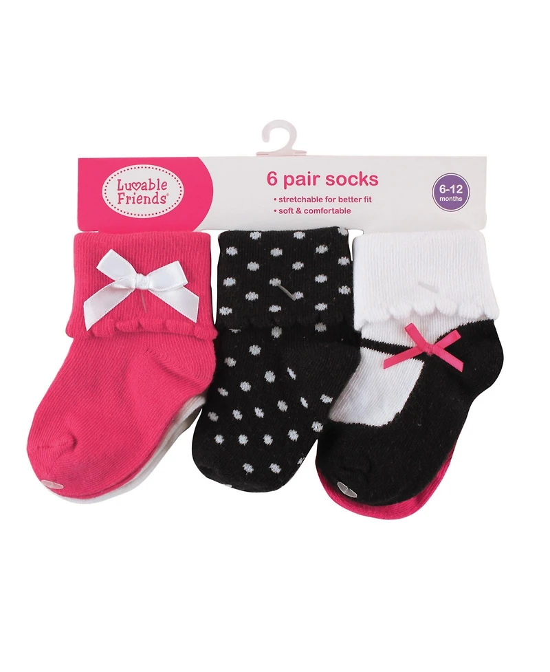 Luvable Friends Baby Girls 6Pk Dress Socks