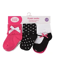 Luvable Friends Baby Girls 6Pk Dress Socks