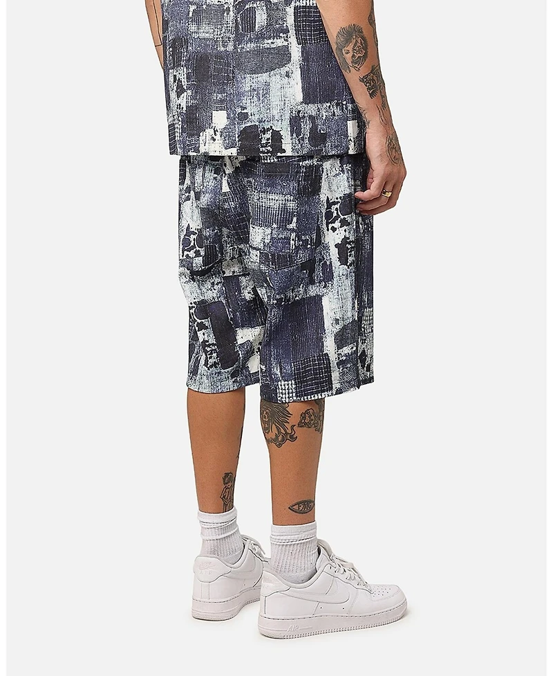 Xxiii Men's Printed Denim Patch Jorts