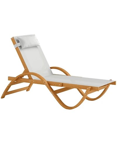Outsunny Larch Wood Lounge Chair, 4-Level Adjustable ning