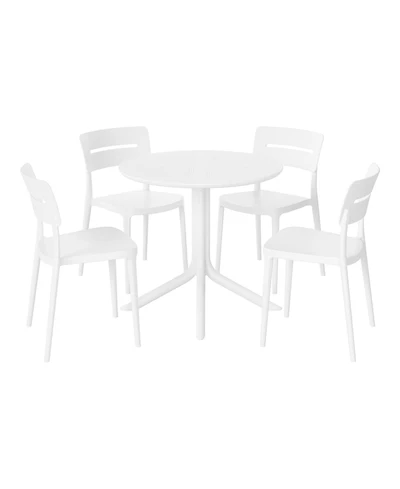 Modern 5-Piece Resin Round Patio Dining Table Set with Stackable Patio Dining Chairs