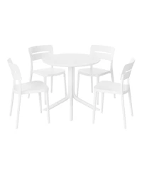 Modern 5-Piece Resin Round Patio Dining Table Set with Stackable Patio Dining Chairs