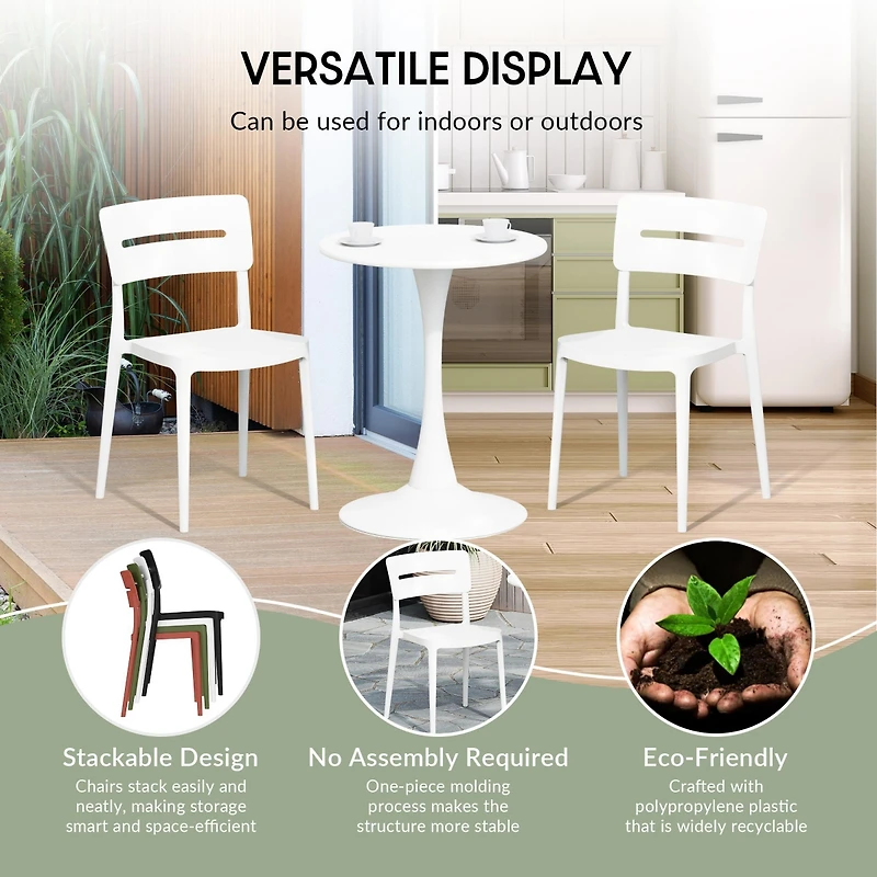 Modern 5-Piece Resin Round Patio Dining Table Set with Stackable Patio Dining Chairs