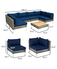 Outsunny 7 Piece Wicker Patio Furniture Set Outdoor Sectional, /