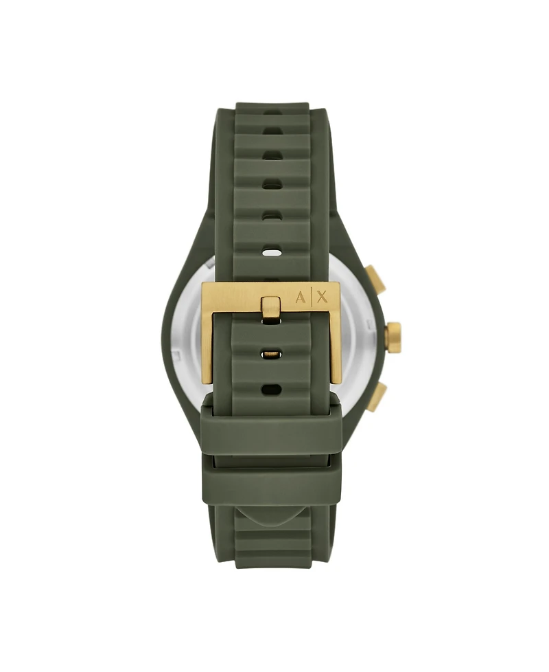A|X Armani Exchange Men's Sync Quartz Chronograph Green Silicone Watch, 44mm