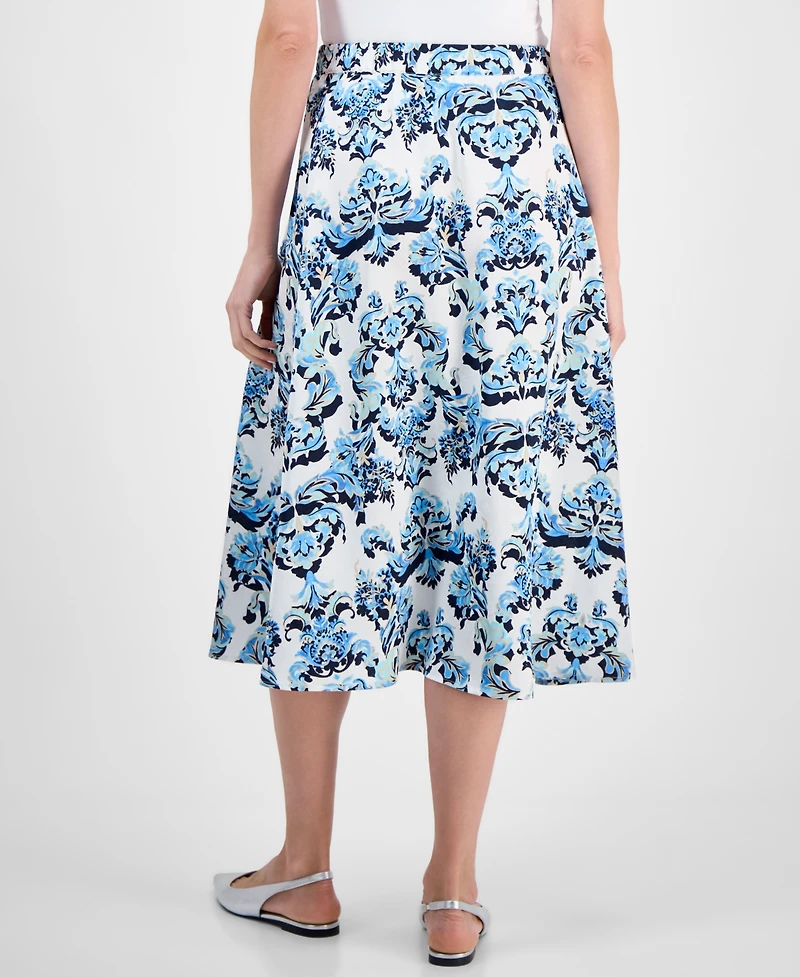 Jm Collection Women's Printed Jacquard Pull-On Midi Skirt, Exclusively at Macy's