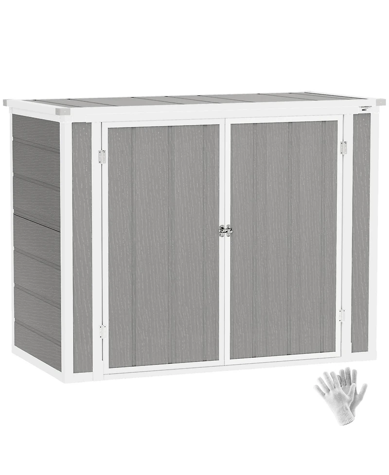Outsunny 4.7 x 2.5FT Outdoor Storage Shed for Trash Cans, Lockable,