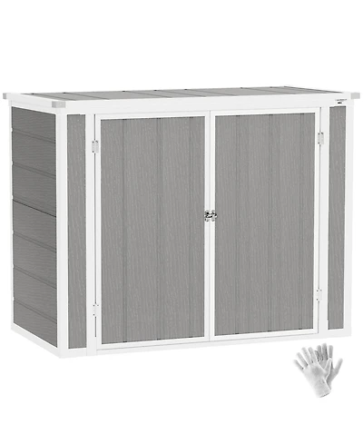 Outsunny 4.7 x 2.5FT Outdoor Storage Shed for Trash Cans, Lockable,