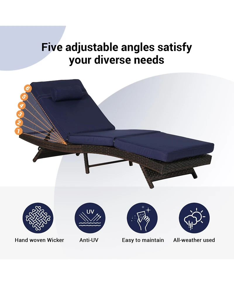 Streamdale Outdoor Wicker Reclining Lounge Chairs (Set of 2) - Beach, Pool, Garden