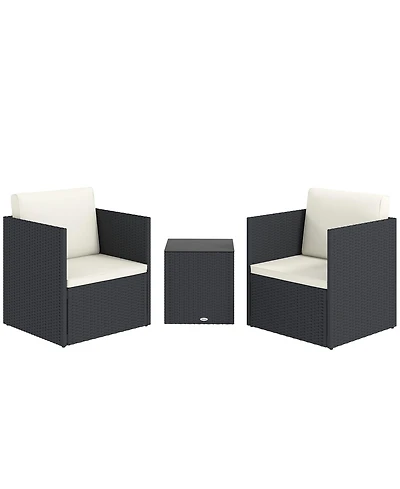 Outsunny 3 Piece Patio Furniture Set, Wicker Conversation Bistro Set