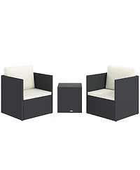 Outsunny 3 Piece Patio Furniture Set, Wicker Conversation Bistro Set