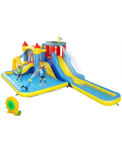 Qaba 6 in 1 Inflatable Water Slide Park with 550W Blower for Kids 3-8 Years