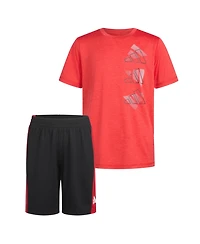 adidas Big Boys 2-Piece Short Sleeve T-Shirt and Shorts Set