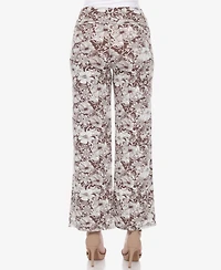 White Mark Women's Floral Print Wide Leg Palazzo Pants
