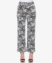 White Mark Women's Floral Print Wide Leg Palazzo Pants