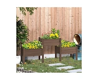 3 Wooden Elevated Planter Raised Garden Beds
