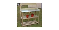 Outdoor Garden Workstation Potting Bench with Metal Top