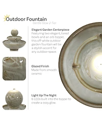 Gentle Glow 2-Tier Ceramic Outdoor Fountain with Led Lights - 26.5" H - Off-White