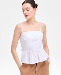 On 34th Women's Cotton Tie-Back Peplum Tank, Exclusively at Macy's