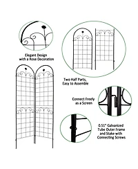 2 Pack Metal Garden Trellis for Climbing Plants Outdoor 86.7'' x 19.7'' Rustproof Plant Support Rose Trellis Netting Trellis Black
