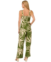 Adrianna by Adrianna Papell Women's Palm-Print Wide-Leg Jumpsuit