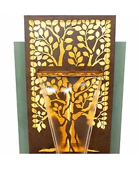 41.25" H Mighty Oak Galvanized Steel Outdoor Water Fountain with Warm White Led Lights