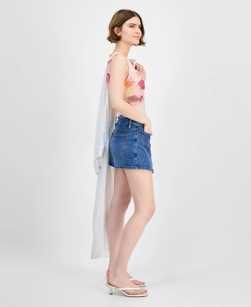 Bar Iii Women's Split Denim Skort, Exclusively at Macy's