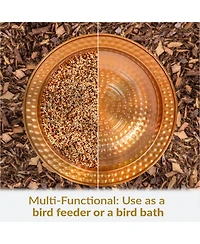 Outdoor Deck-Mounted Bird Bath or Bird Feeder with Copper Finish - 12"