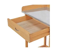 Potting Bench with Galvanized Steel Table Top for Durable Outdoor Gardening