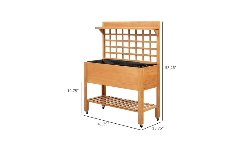 Wooden Garden Box with Separate Planter and Storage Compartments