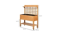 Wooden Garden Box with Separate Planter and Storage Compartments