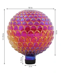 Scalloped Texture Indoor/Outdoor Gazing Globe Glass Garden Ball - 10" Diameter - Red