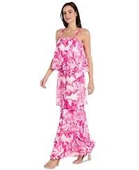 R & M Richards Women's Printed Tiered Chiffon Dress