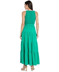 R & M Richards Women's Mixed-Media Tiered Maxi Dress