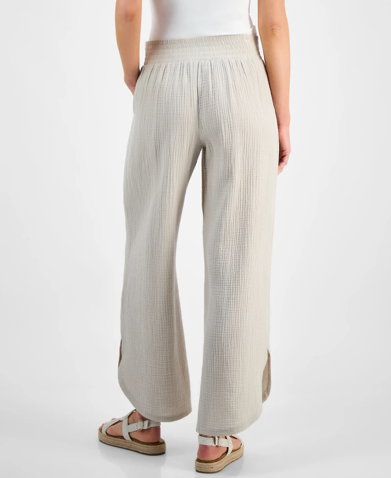 Jm Collection Women's Cotton Tulip-Hem Gauze Pants, Exclusively at Macy's