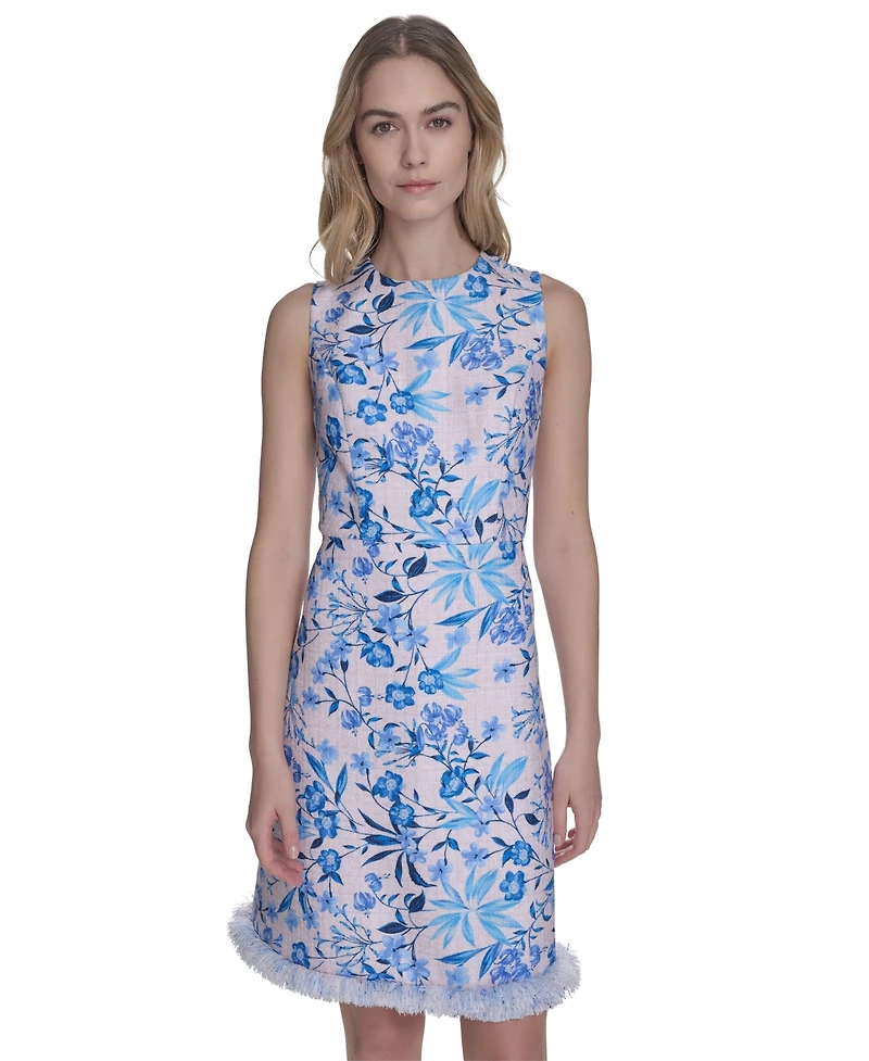 Eliza J Women's Tweed A-Line Floral-Pattern Dress