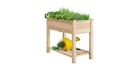 2-Tier Raised Garden Bed Planter with Bottom Storage Shelf for Outdoor Gardening