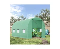 Greenhouse with Green Pe Cover - Durable Outdoor Plant Growing Shelter