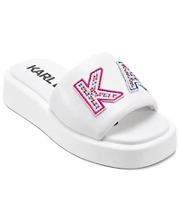 Karl Lagerfeld Paris Women's Opal Stone Platform Slide Flat Sandals