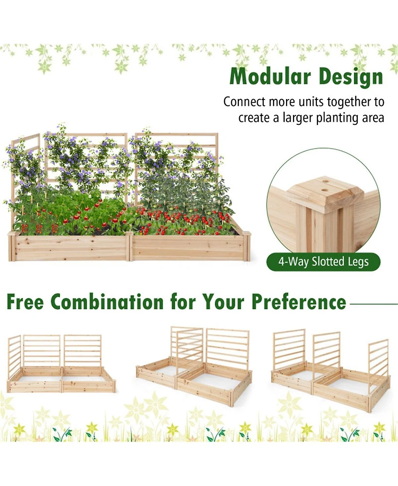 Outdoor Garden Bed Planting Box Durable Wooden Planter for Vegetables and Flowers